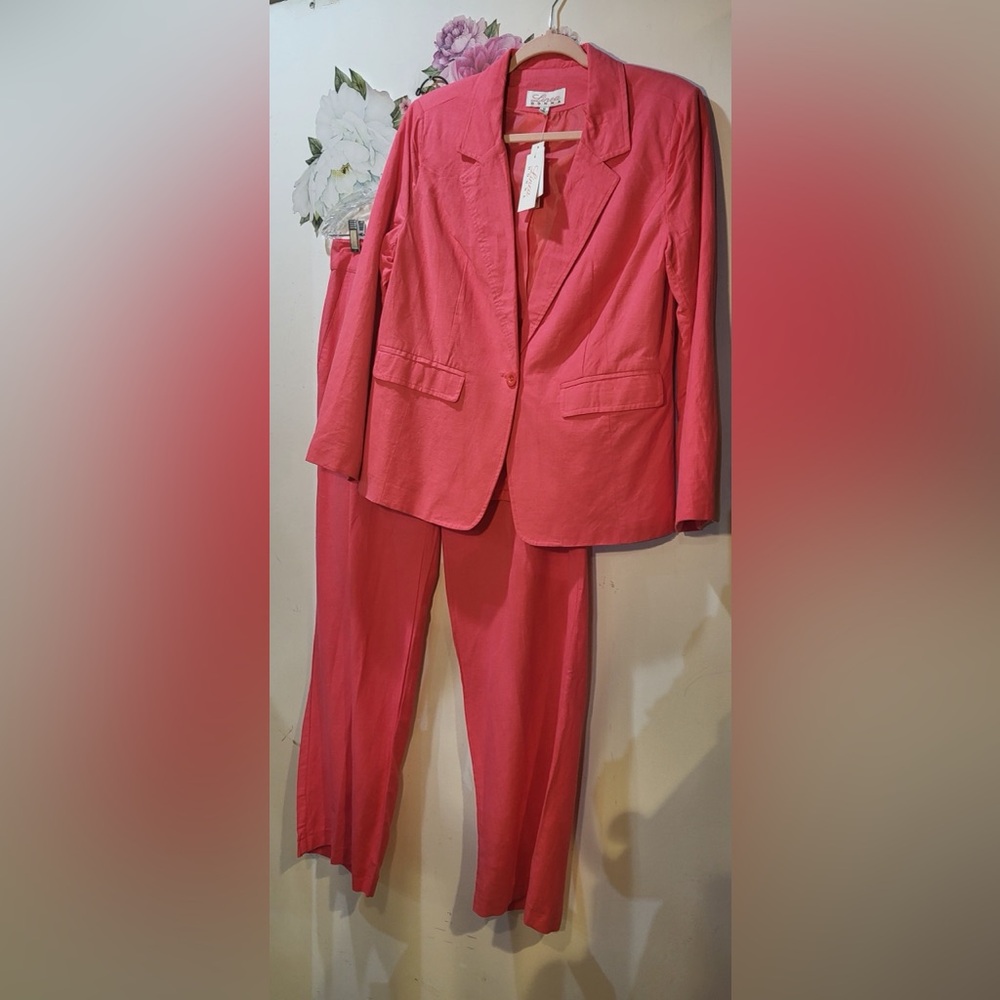 🎇Price Drop...LINEA DONNA coral 2 peice linen blend pant suit